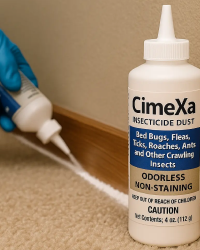 Cimexa being applied to treat bed bugs (AI generated)
