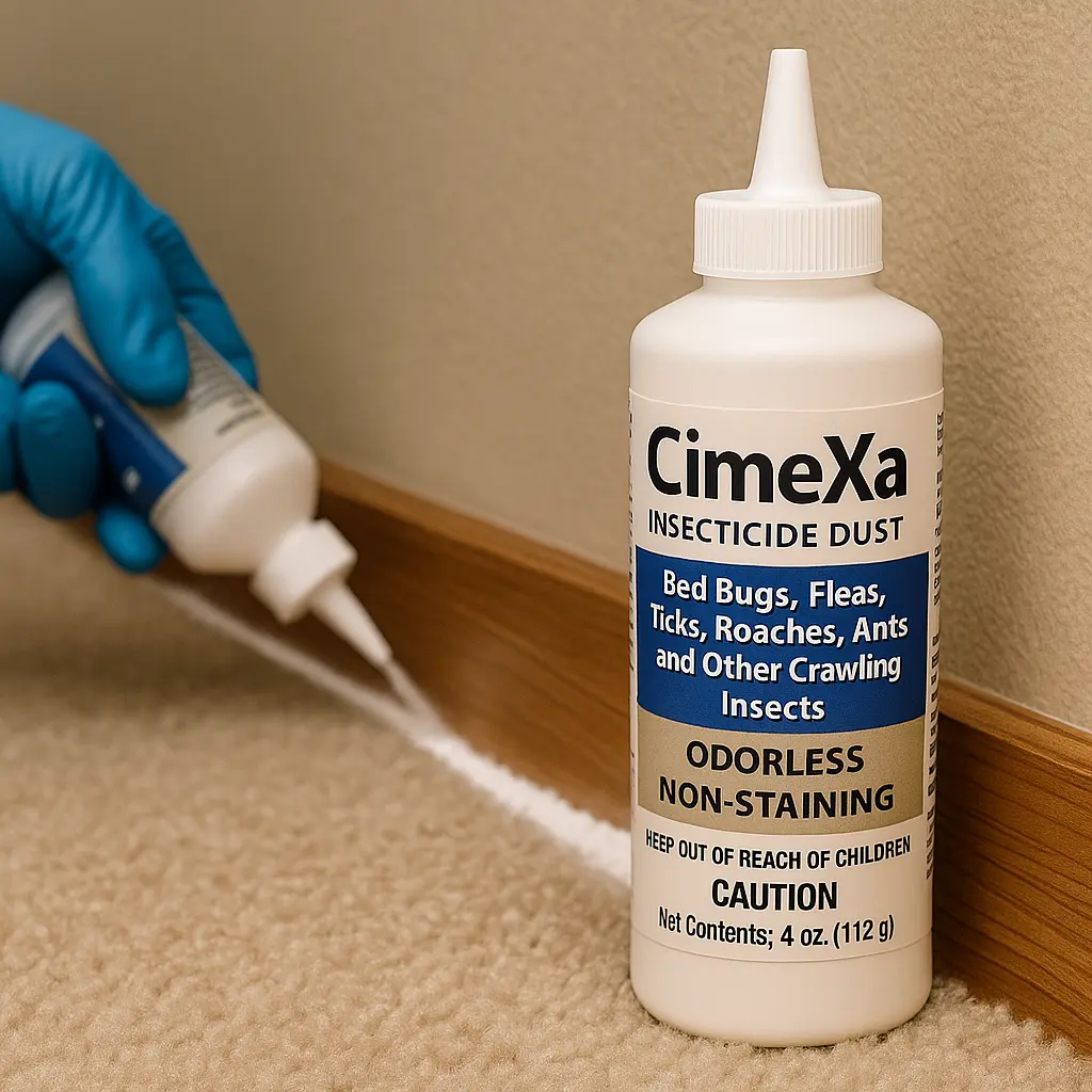 Cimexa being applied to treat bed bugs (AI generated)